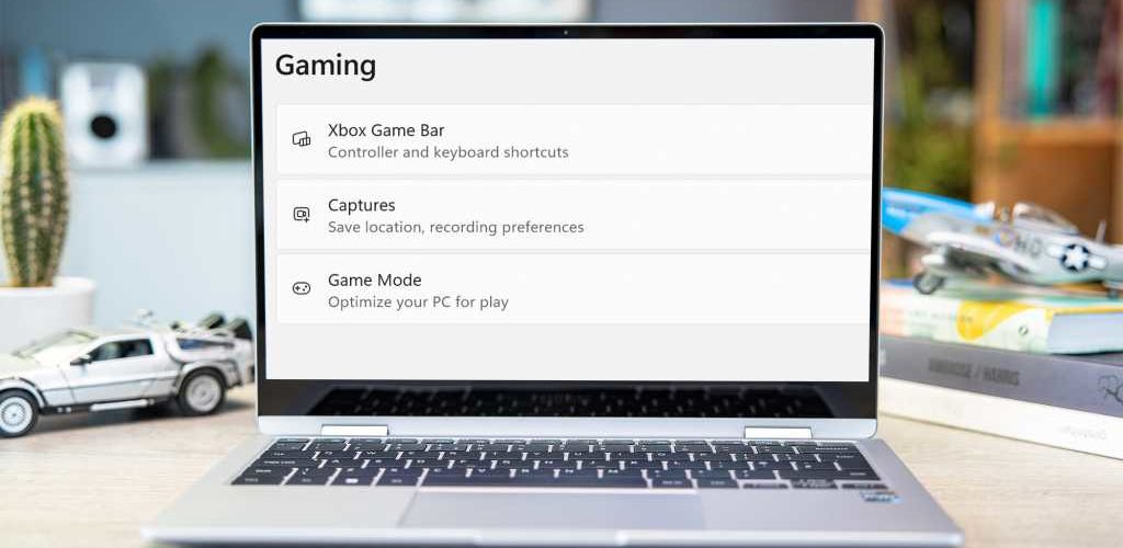 Windows 11 gaming settings on a laptop