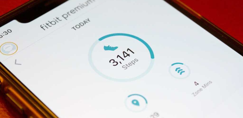 Step count shown in Fitbit app