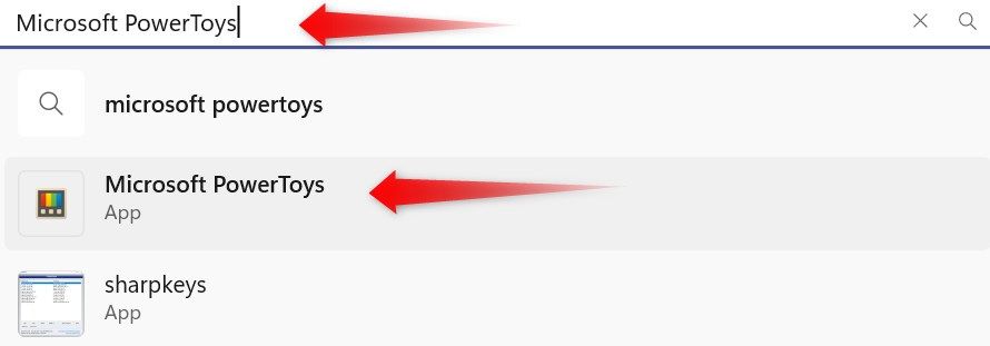Searching for the 'Microsoft PowerToys' app in Microsoft Store.
