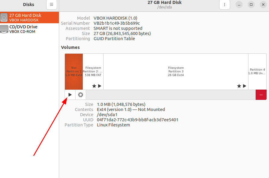 Disks utility window after you formatted a drive