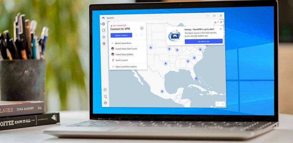 NordVPN app on Windows laptop