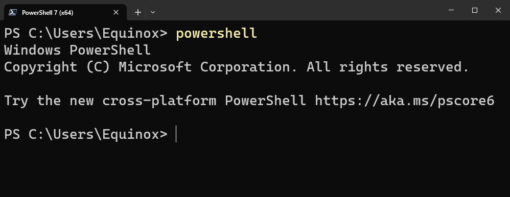 PowerShell open in Windows Terminal.