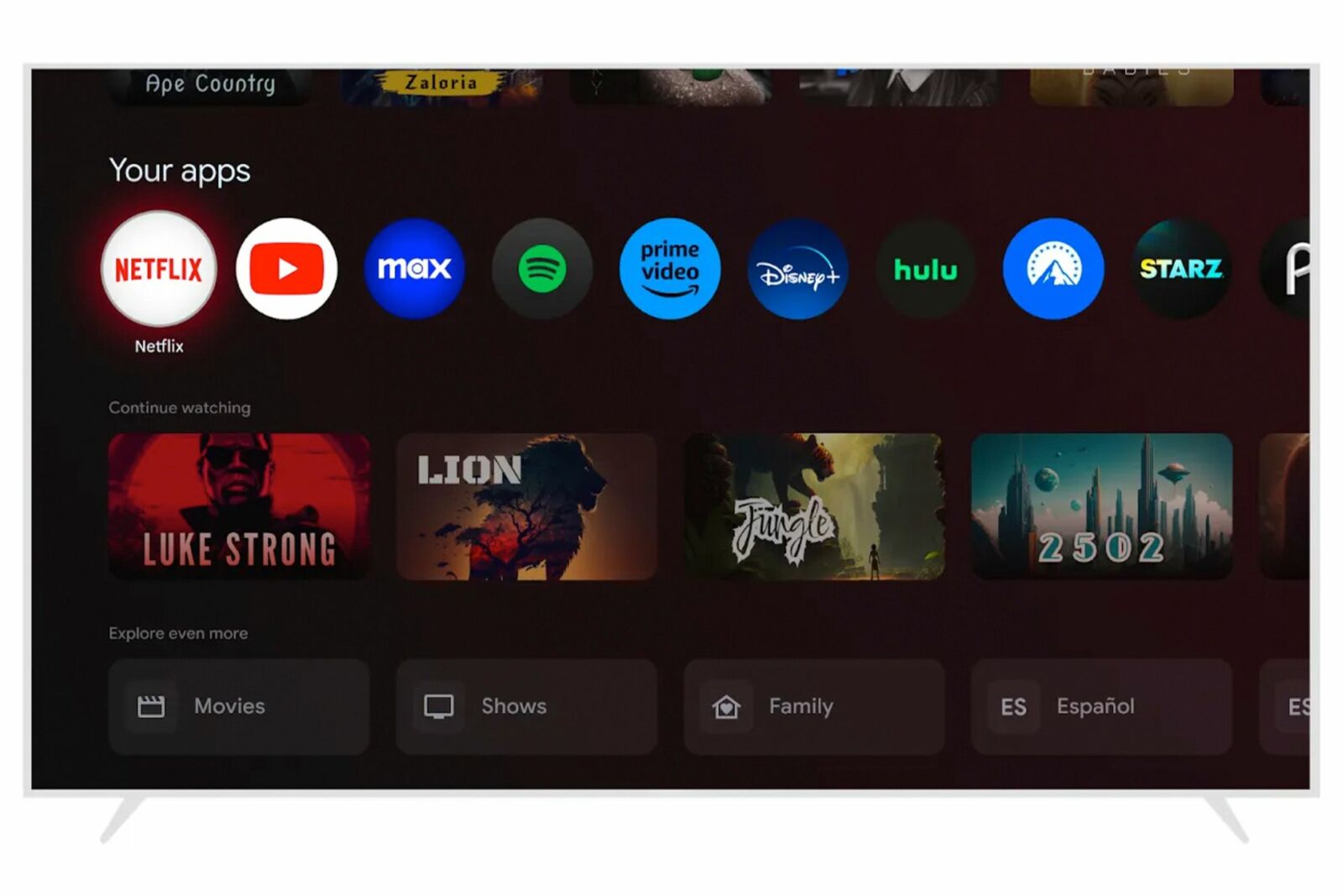 Rounded app icons on Google TV.