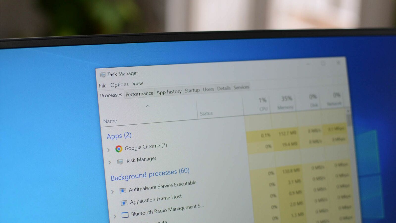 Task Manager on Windows 10.