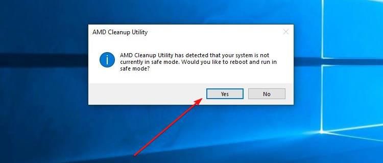 Prompt Showing AMD Cleanup Utility run in Safe Mode