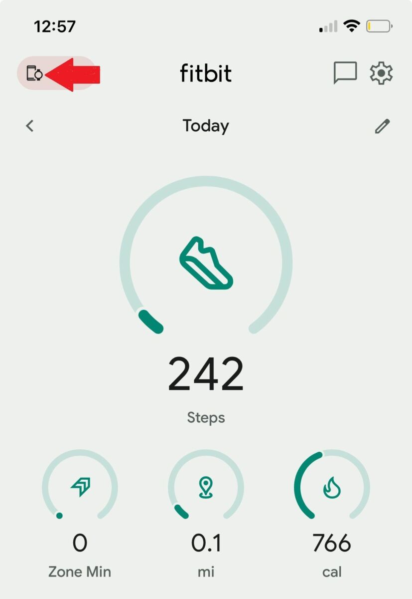 Tap the Fitbit device image in the corner.