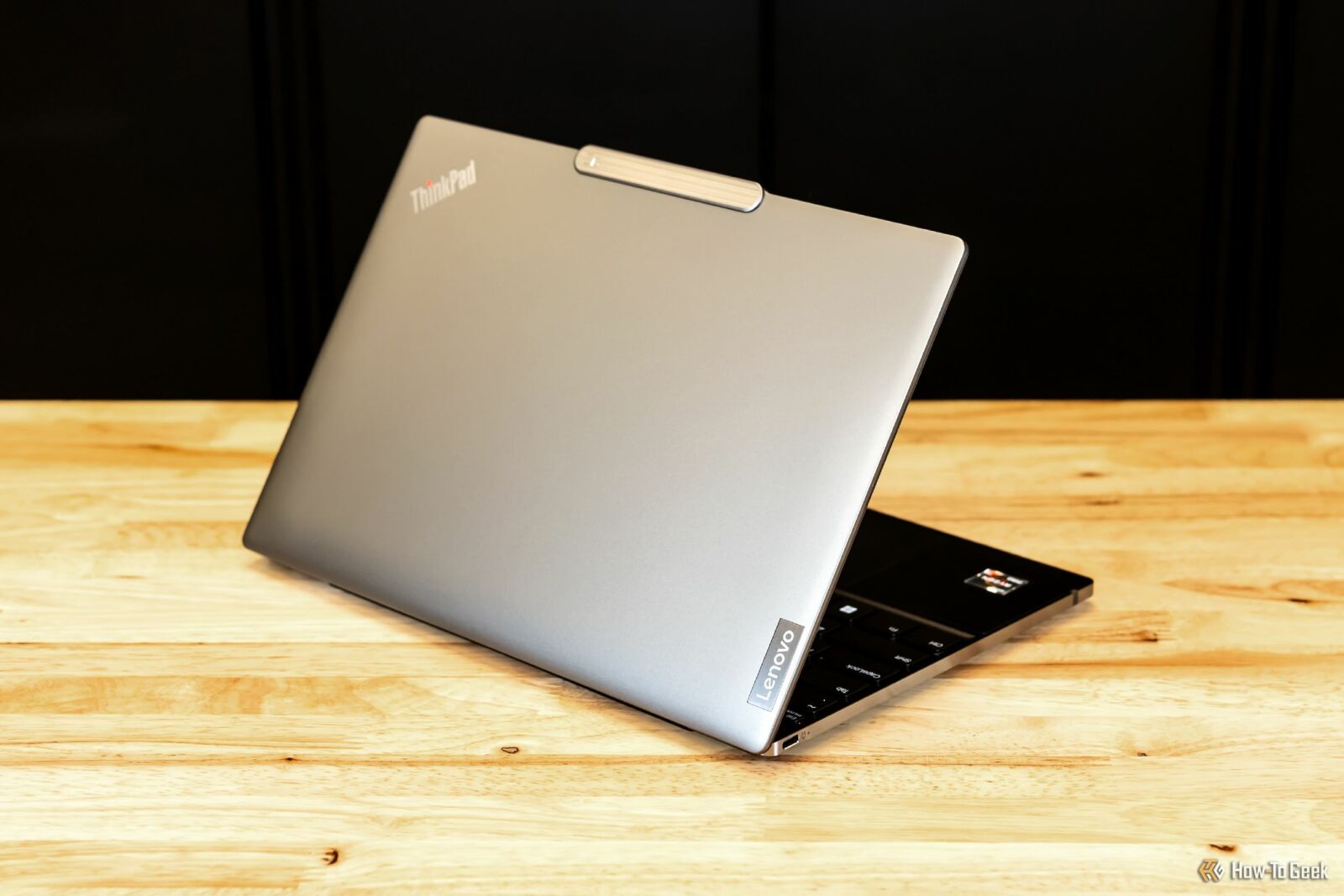 Rear angled view of the open Lenovo Z13 Gen 2.