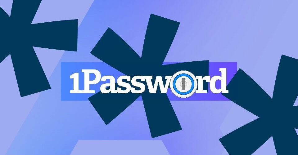 The 1Password logo with asterisks in the background that represent a password