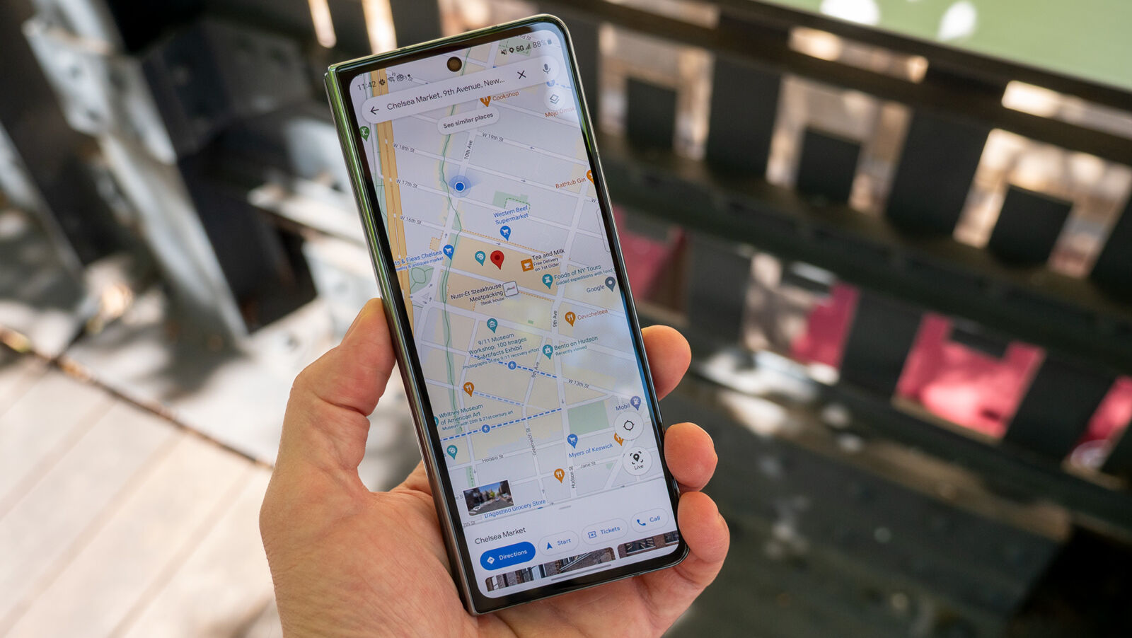 Viewing Google Maps on the Samsung Galaxy Z Fold 4's smaller cover screen