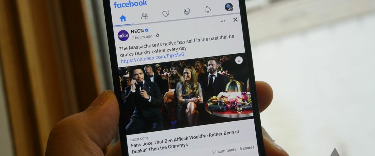 The Facebook app displayed on a phone