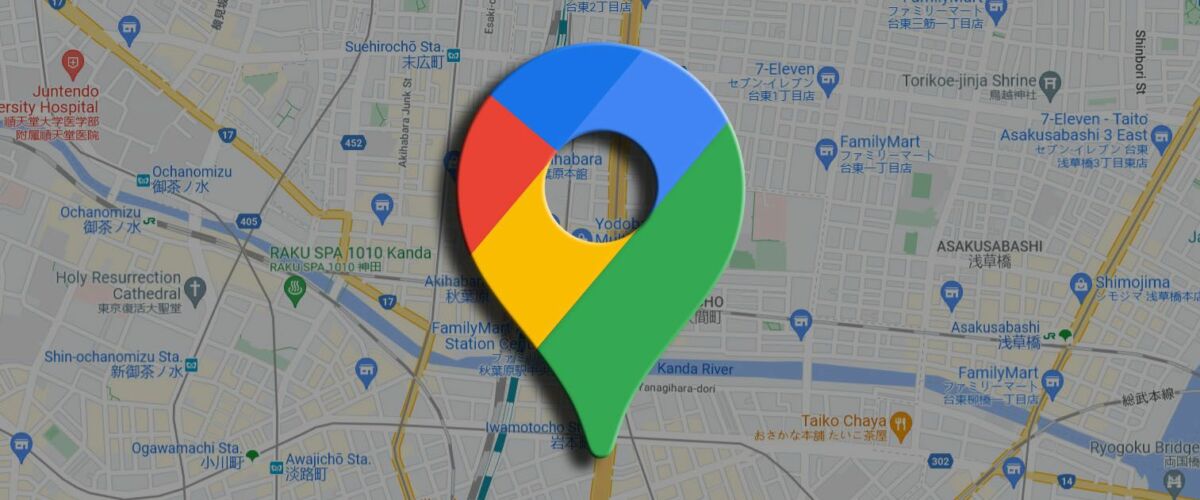 An illustration with Google Maps icon above a map.