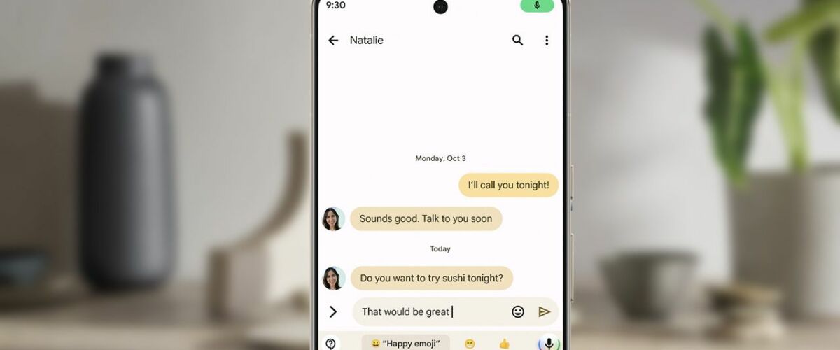 Using voice typing on a Pixel phone in the Google Messages app