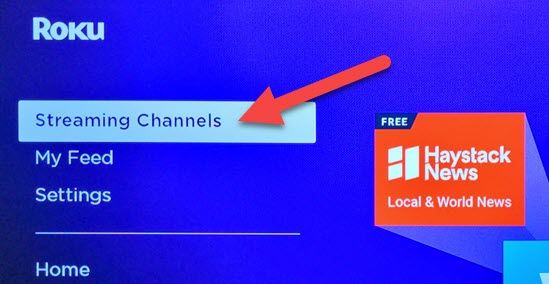 Go to "Streaming Channels."