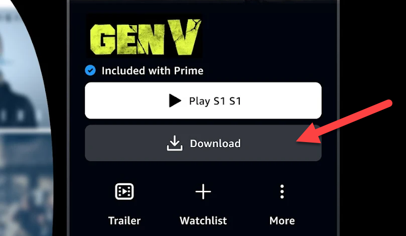 Amazon Prime download button.