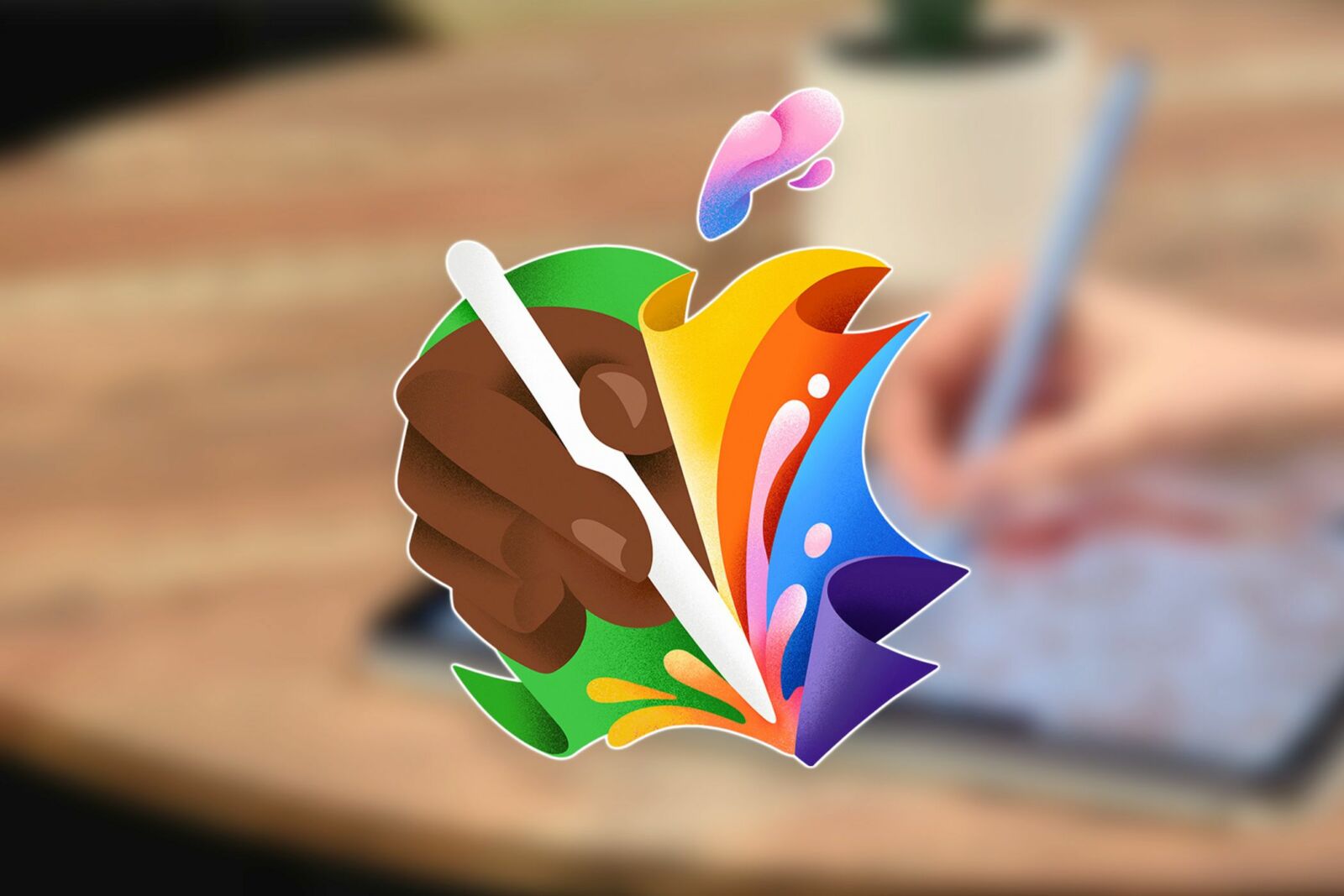 The logo of the Apple Let Loose event, which is an illustration of a hand holding an Apple Pencil in the shape of an apple.