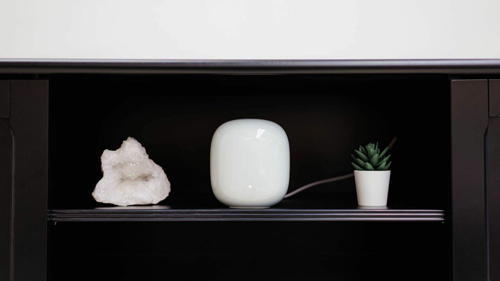 A Google Nest Wi-Fi Pro Router set up in a living room.