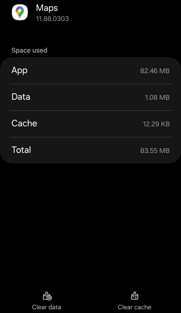 Clearing the cache of the Google Maps app.