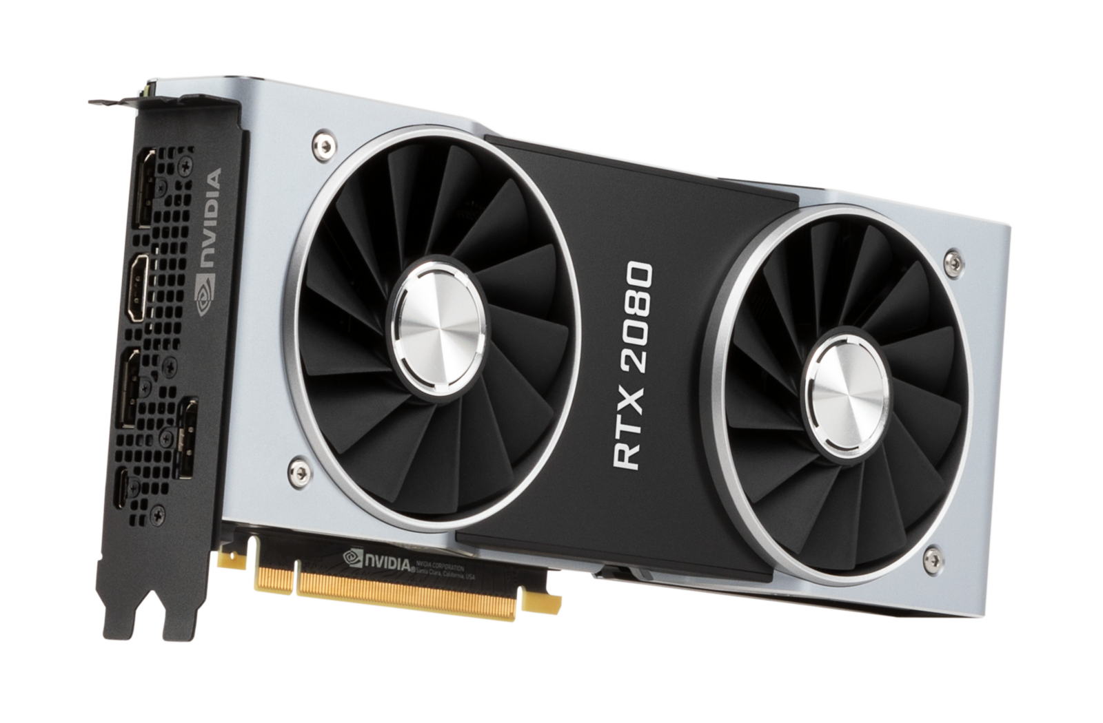 The Founders Edition RTX 2080 graphics card.