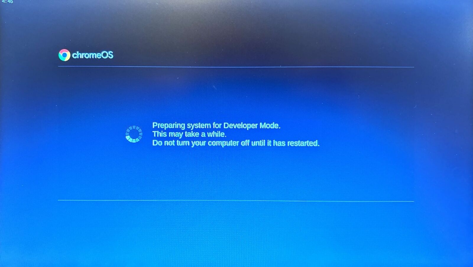 Chromebook preparing for Developer Mode
