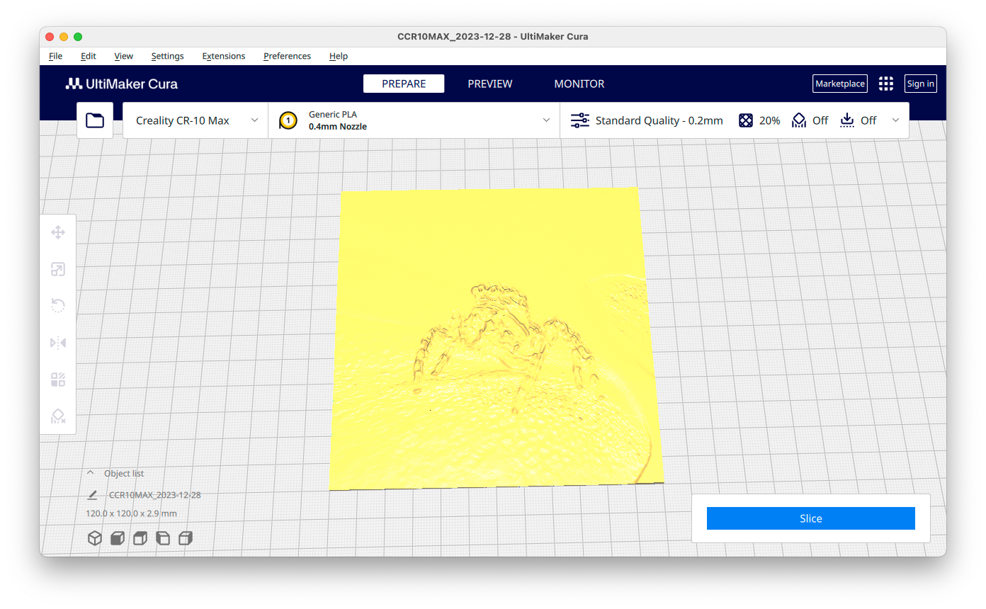 Ultimaker Cura lithophane preview