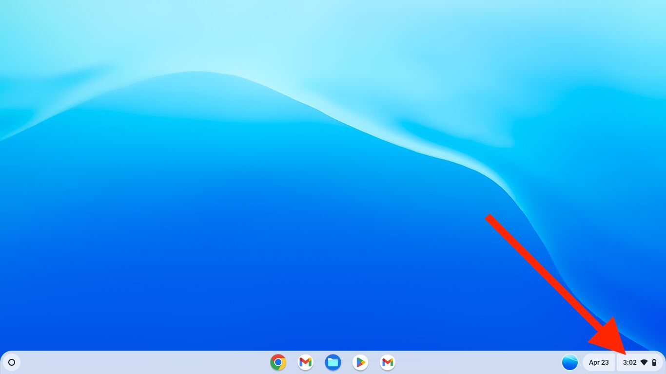 Screenshot pointing to the Quick Settings in Chrome OS