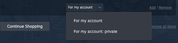 Steam's option to check out game as private.