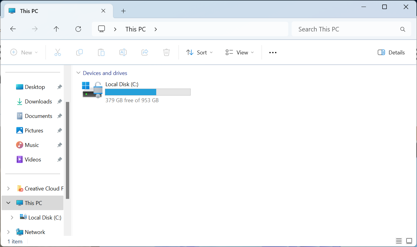 File Explorer open on Windows 11 showing the primary drive.